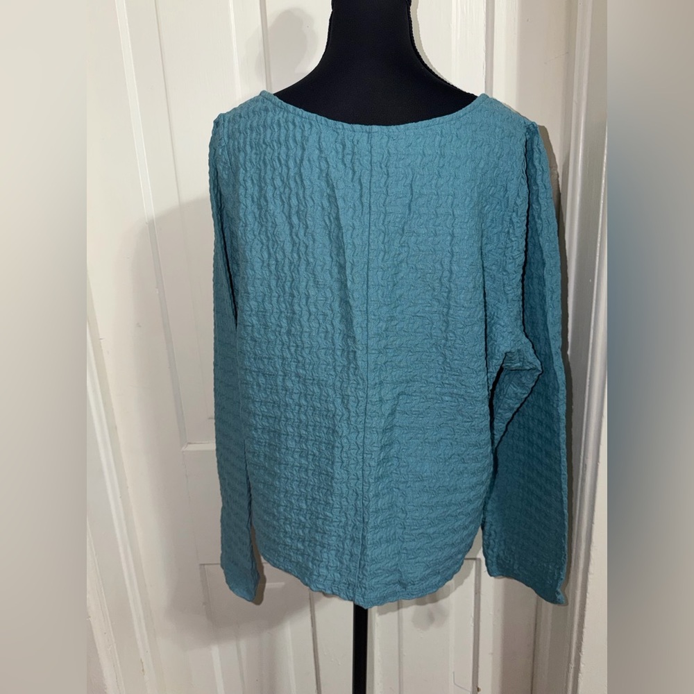 NWT Maurices 1X Teal Textured Long Sleeve Top, shirt, blouse cute - Picture 4 of 6
